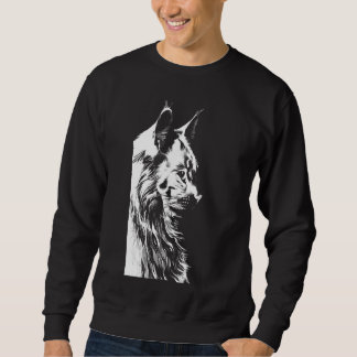 Moletom Maine Coon Men's Black Sweatshirt Cat Art Print