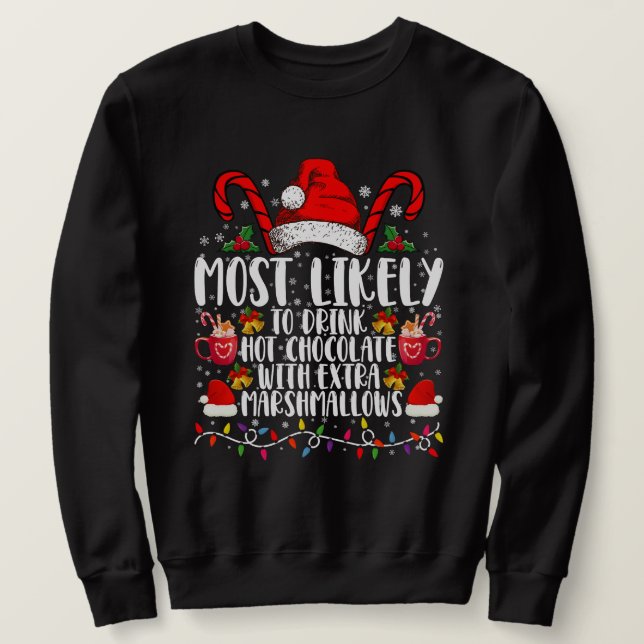 Moletom Mais Propenso a Beber Marshmallows de Chocolate Qu (Frente do Design)