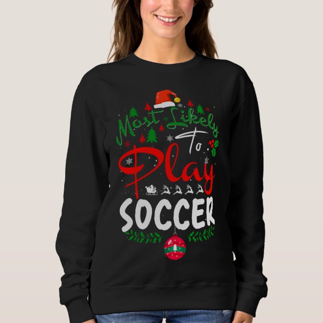 Moletom Mais propenso a jogar pijama de Natal de Futebol (Frente)