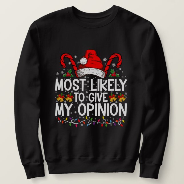 Moletom Mais Provável Para Dar Minha Opinião Um Feliz Nata (Frente do Design)