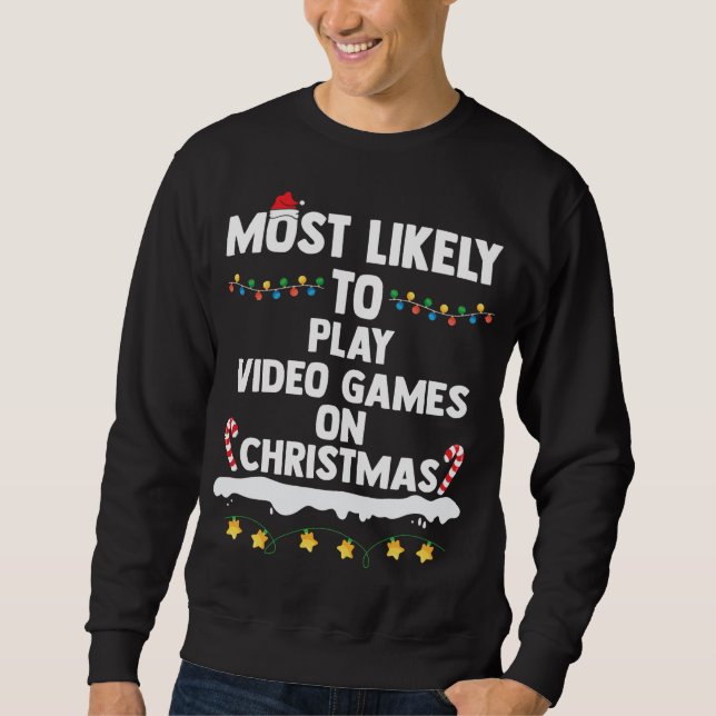 Moletom Mais Provável Para Tocar Videos games No Natal Eng (Frente)