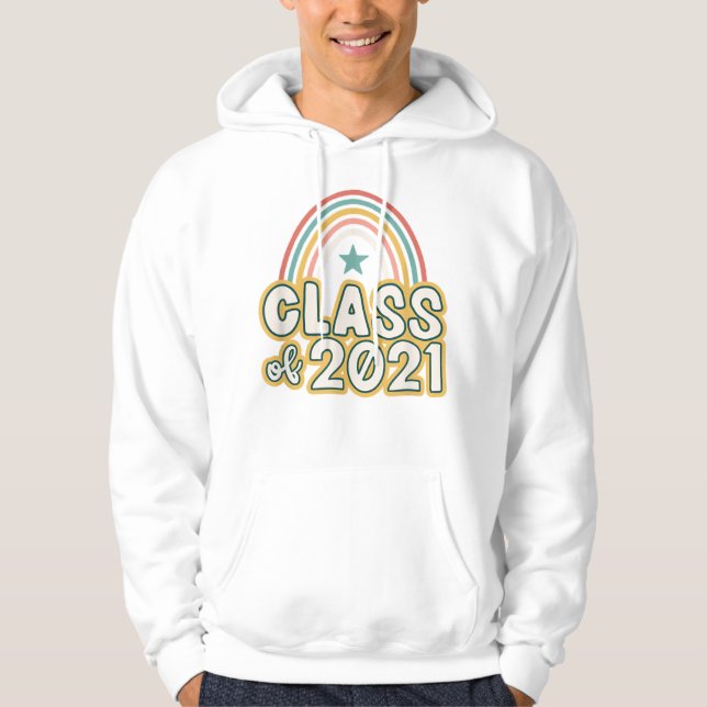 Moletom Mais velho Retro Boho Rainbow Classe de 2021 (Frente)