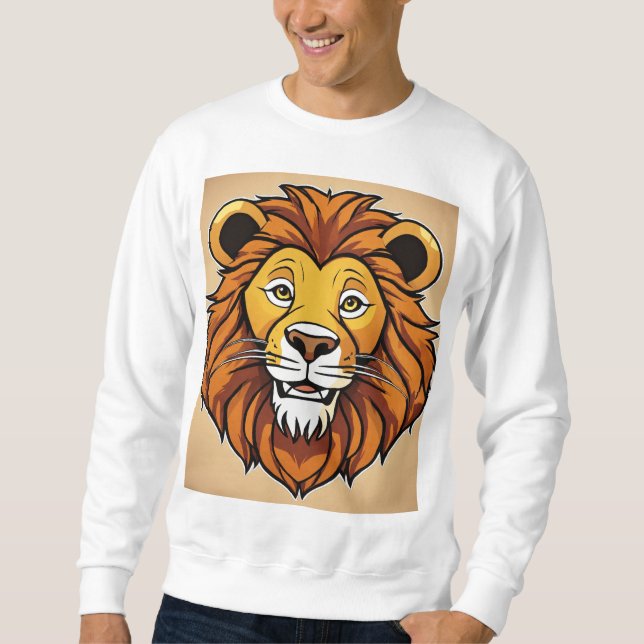 Moletom Majestic Cartoon Lion Head | Bold Safari King  (Frente)