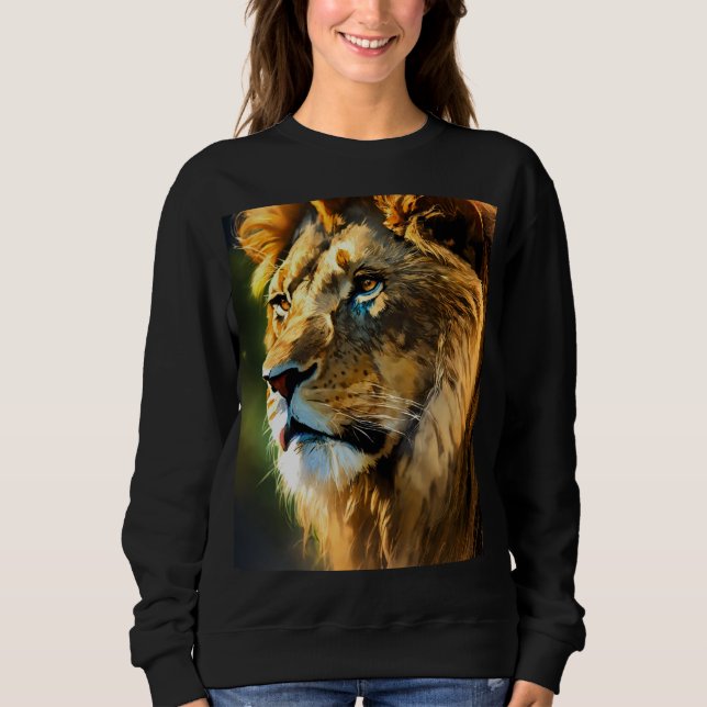 Moletom Majestic Lion Drawing T-Shirt | Hand-Drawn Wild An (Frente)