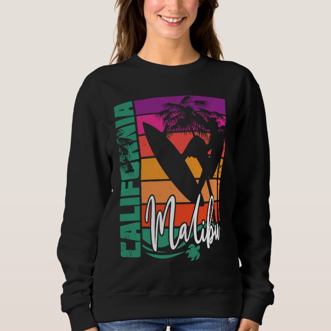 Moletom Malibu California Retro Sunset Beach Surfer Surfin (Frente)