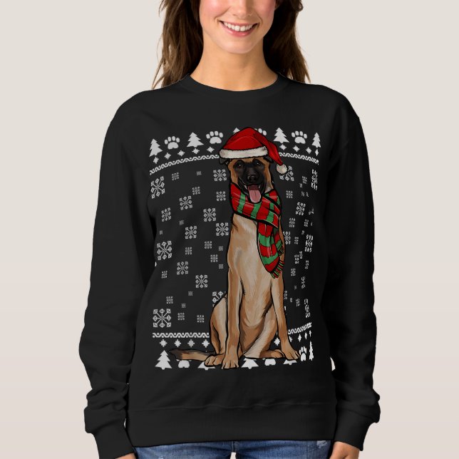 Moletom Malinoi Belga Cão Santa Hat Natal Feio Natal (Frente)