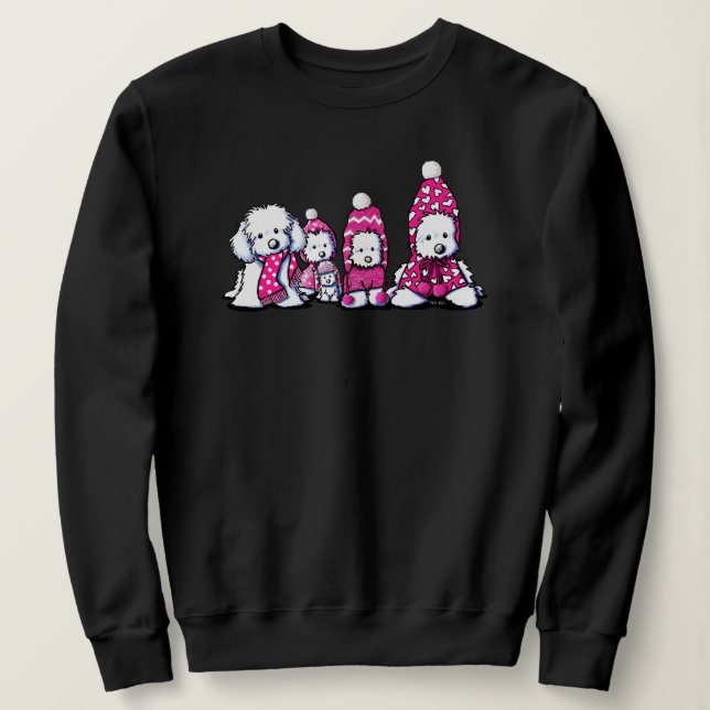Moletom Maltês de Inverno em Rosa (Frente do Design)