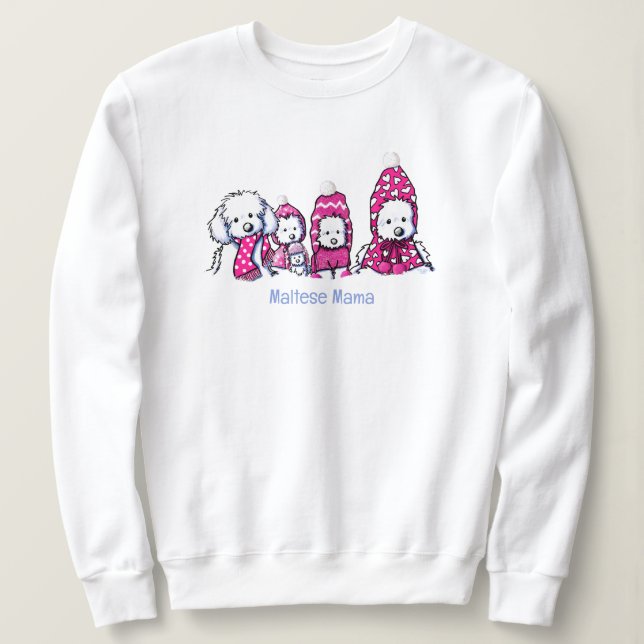 Moletom Maltês Rosa no Inverno Nevado (Frente do Design)