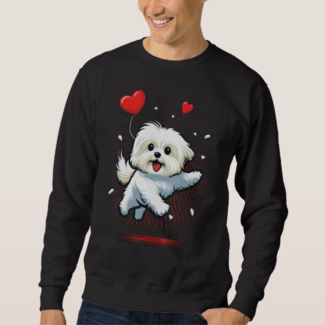 Moletom Maltese dog Love Heart for Valentines Day Maltese  (Frente)