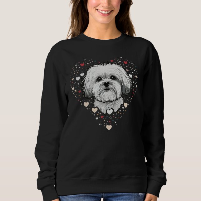 Moletom Maltese dog Love Heart for Valentines Day Maltese  (Frente)