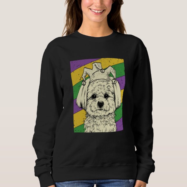 Moletom Maltese Jester Mardi Gras Dog Mom or Dad (Frente)