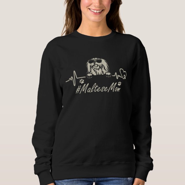 Moletom Maltese Mom Heartbeat With Dog Cool For Mothers Da (Frente)