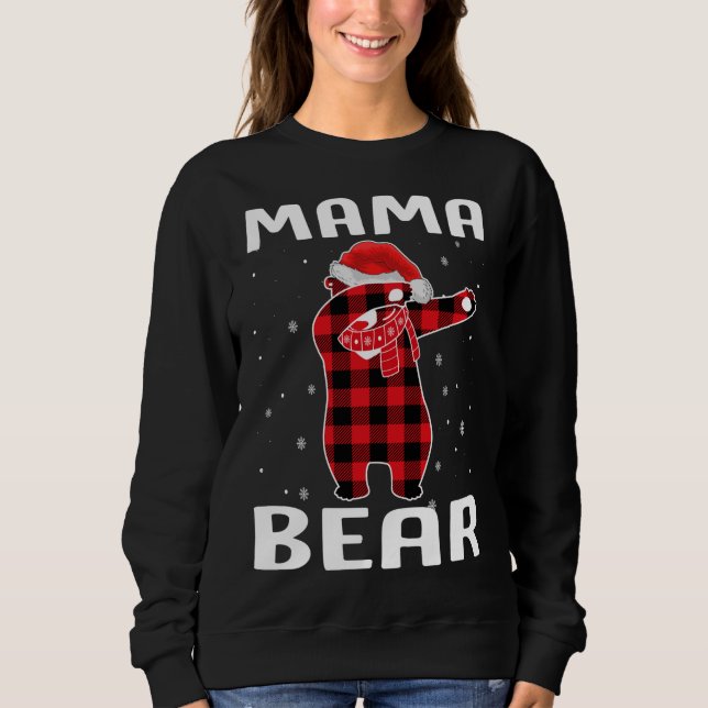Moletom Mama Bear Dabbing Christmas Pajama with Santa Hat (Frente)