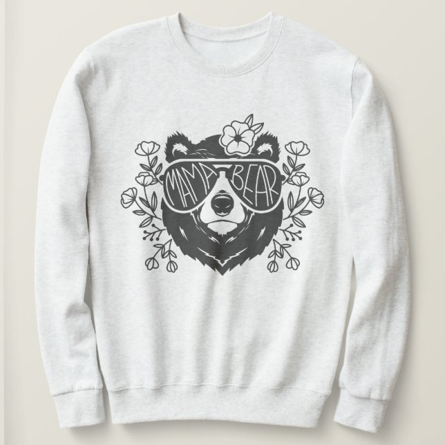 Moletom Mama Bear Sweater, Refletor Gráfico de Desenhos (Frente do Design)