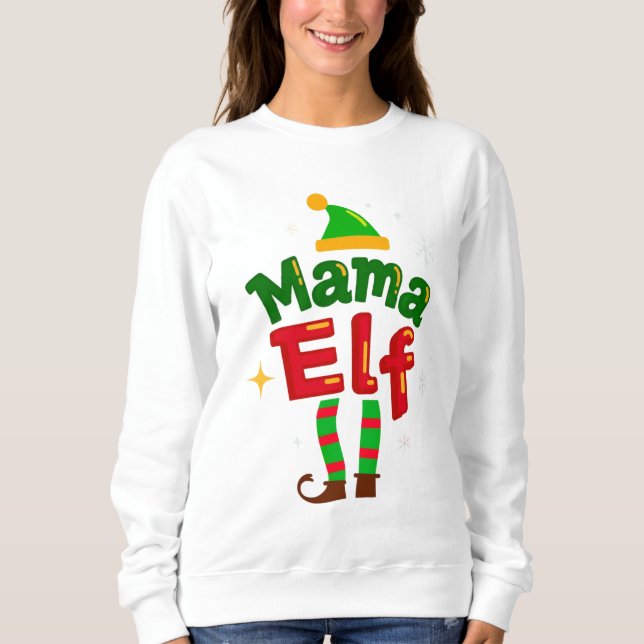 Moletom Mama Elf Matching Family Christmas Design (Frente)