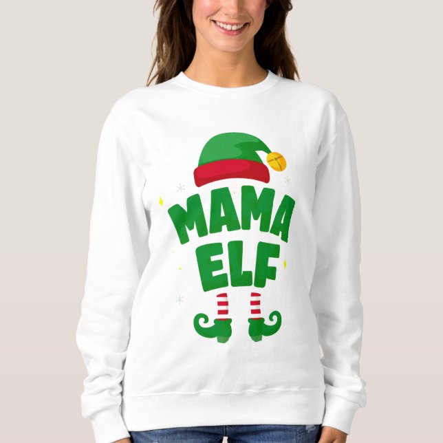 Moletom Mama Elf Matching Family Christmas Design (Frente)