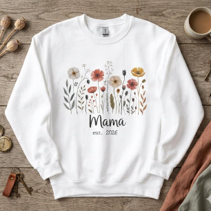Moletom Mama Est Ano Desenho Floral Botânico de Flor Silve