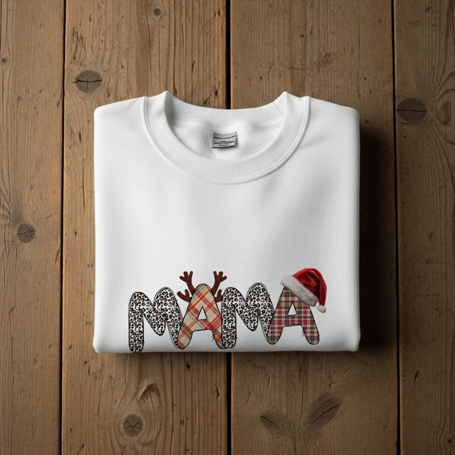 Moletom Mama Merry Christmas Leopard & Plaid Holiday Shirt (Criador carregado)