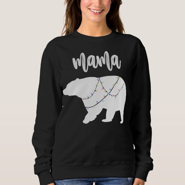 Moletom Mama Urso Polar Corda De Luzes De Natal (Frente)