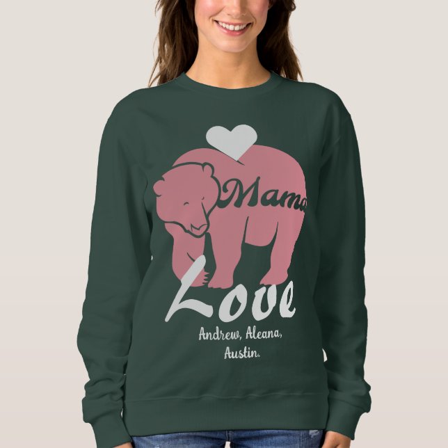 Moletom Mama Urso Simples e Nomes de Chic Personalizados (Frente)