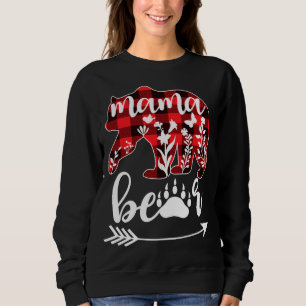 Moletom Mamãe Bear Natal Pajama Buffalo Xadrez Vermelha Mã