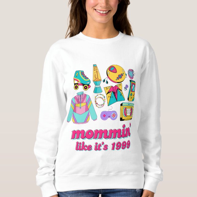 Moletom Mamãe, é 1999 - Engraçado Mãozinho da Mãe do Y2K (Frente)