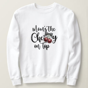 Moletom Mamãe é a Cereja no Topo Fofo Laço Xadrez Cereja