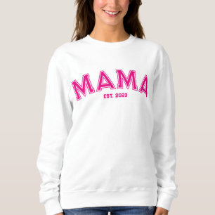 Moletom Mamãe Esboço de Estilo Esportivo Rosa Quente