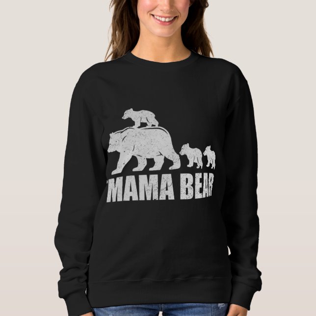 Moletom Mamãe Ursa 3 Cubs Mamãe Ursa Mãe 3 Filhos (Frente)
