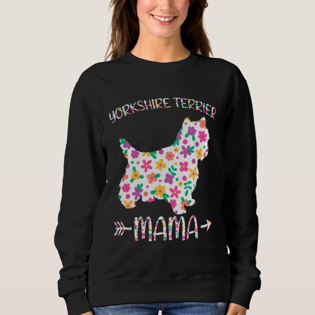 Moletom Mamãe Yorkshire Terrier Floral Dia das Mães Mãe de (Frente)