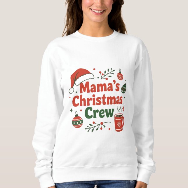 Moletom Mama's Christmas crew merry festive (Frente)