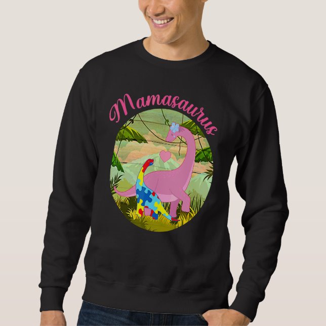 Moletom Mamasauro T Rex Dinossaur Mama Saurus Autism Aware (Frente)