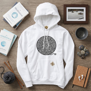 Moletom Mandala de Bola de Fio Preto e Branco