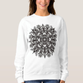 Moletom Mandalas de Cogumelos Psicotrópicos Preto e Branco