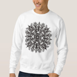 Moletom Mandalas de Cogumelos Psikedélicos Preto e Branco