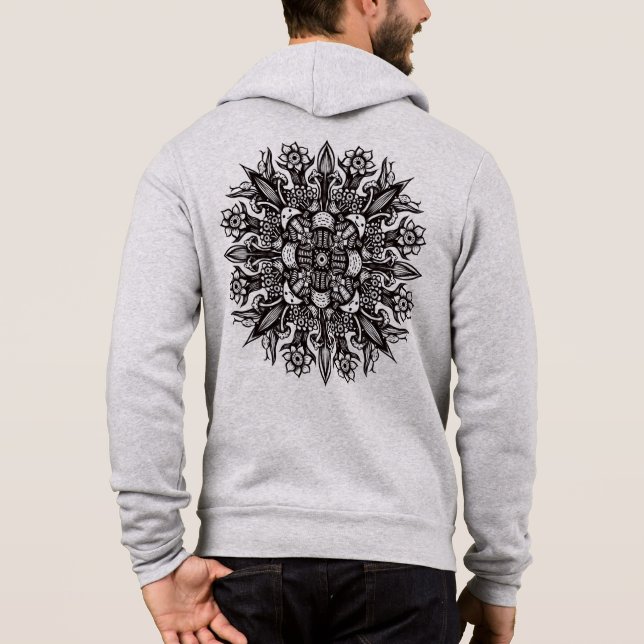 Moletom Mandalas de Cogumelos Psikedélicos Preto e Branco (Verso)