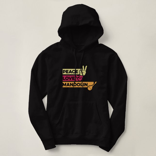 Moletom Mandolin Lover Peace Love Mandolin Maestro (Frente do Design)