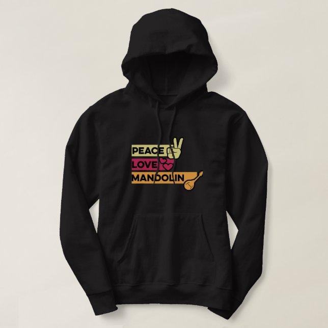 Moletom Mandolin Lover Peace Love Mandolin Maestro (Frente do Design)