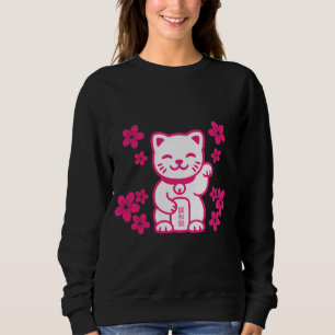 Moletom Maneki-neko japonês rosa