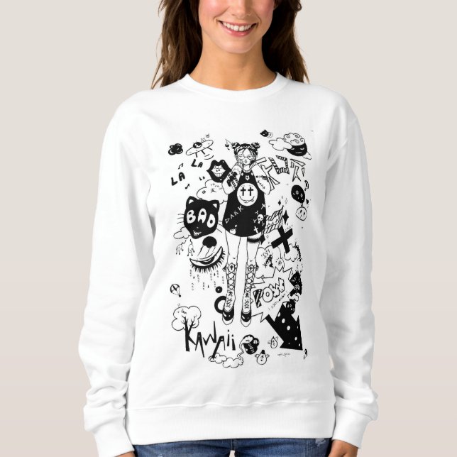 Moletom manga kawaii black and white (Frente)