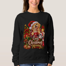 Moletom Manhã de Natal Aconchegante Cachorro e Gato de In