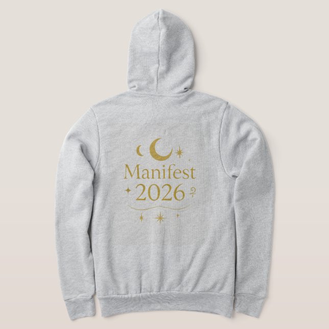 Moletom Manifest 2026 Hoodie with Gold Moon & Stars | Mini (Postura das costas)