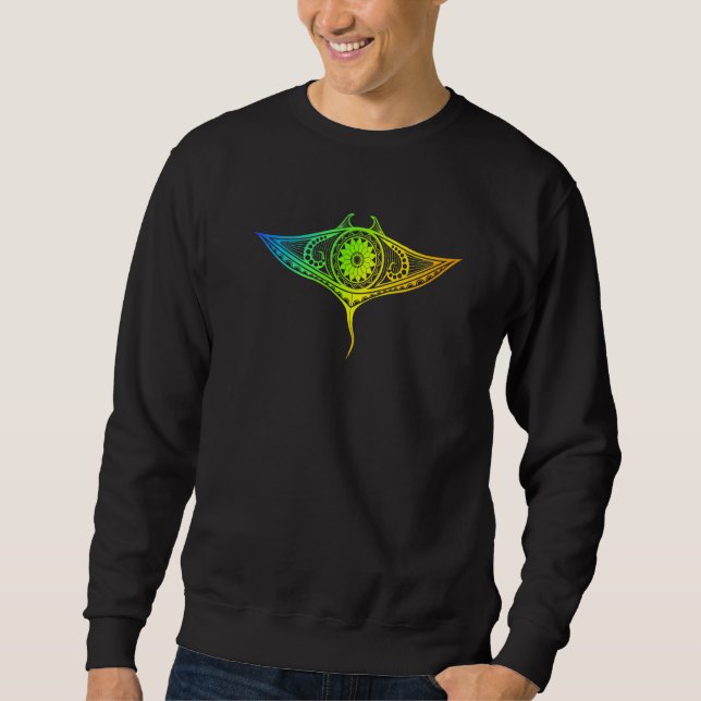 Moletom Manta Ray Polynésia Art Maori Hawaii Tropical Sti (Frente)