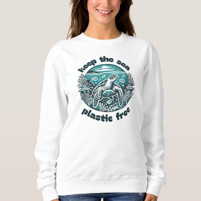 Moletom Mantenha o plástico do mar livre (Frente)