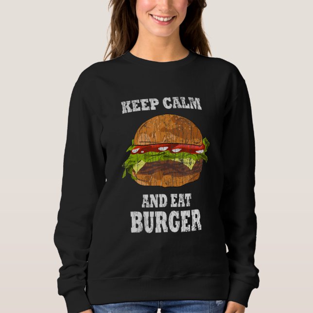 Moletom Mantenha-Se Calmo E Coma O Burger Cheeseburger Grá (Frente)