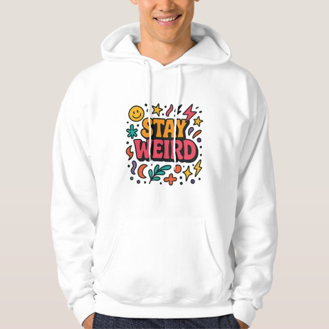 Moletom Mantenha-se esquisito, Hoodie Retro-Doodle (Frente)