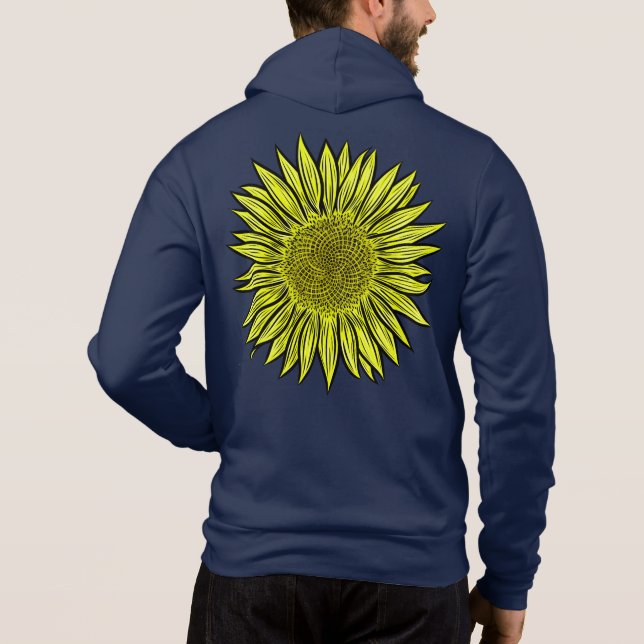 Moletom Mão De Girassol Amarelo Amarelo Floral Desenhada (Verso)