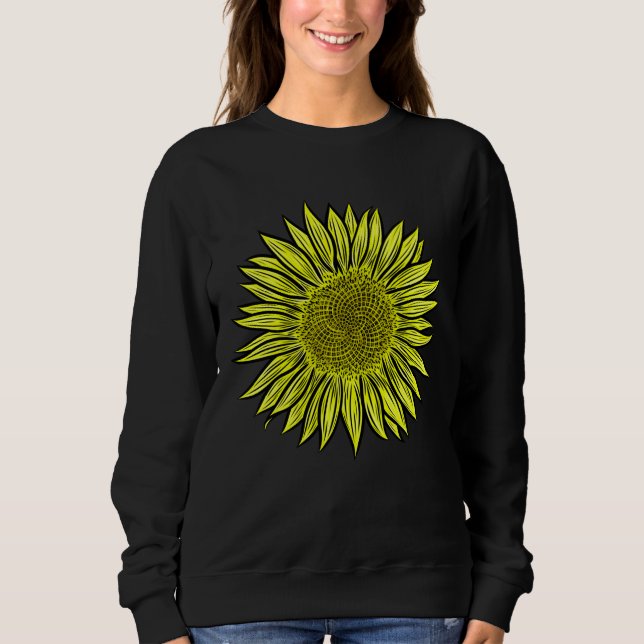 Moletom Mão De Girassol Amarelo Amarelo Floral Desenhada (Frente)
