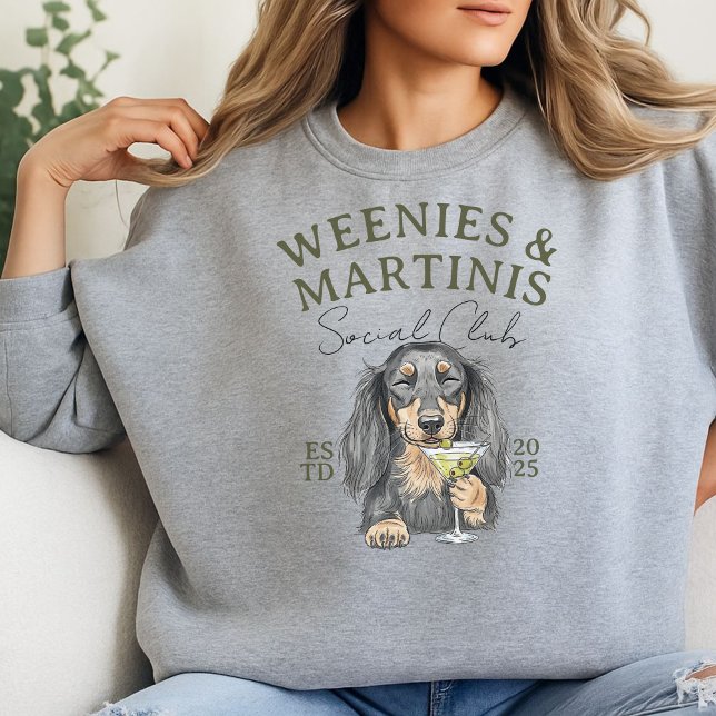 Moletom Mãos Desenhadas e Martinis Dachshund (Elevate your party apparel with this Hand Drawn Weenies and Martinis Dachshund sweatshirt! )