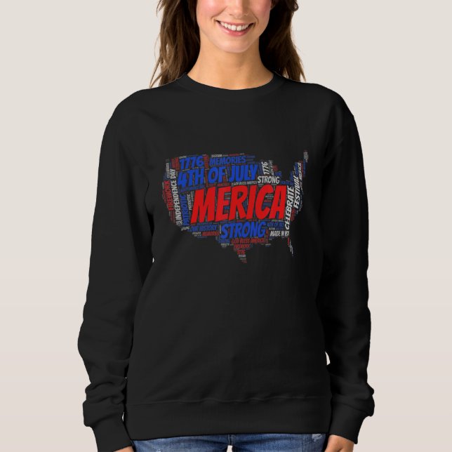 Moletom Mapa Americano Dos EUA 4 De Julho Patriótico Dia D (Frente)